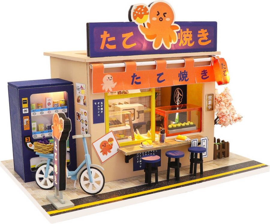 Crafts & Co Crafts&Co Miniatuur Bouwpakket Volwassenen Knutselen Meisjes Houten Poppenhuis DIY Japans Yakoyaki Restaurant