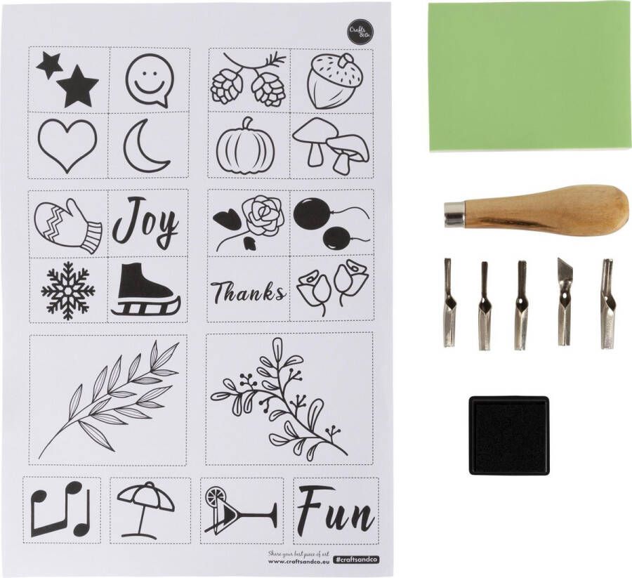 Crafts & Co. Stamp Carving Kit voor Zelf Stempels Maken