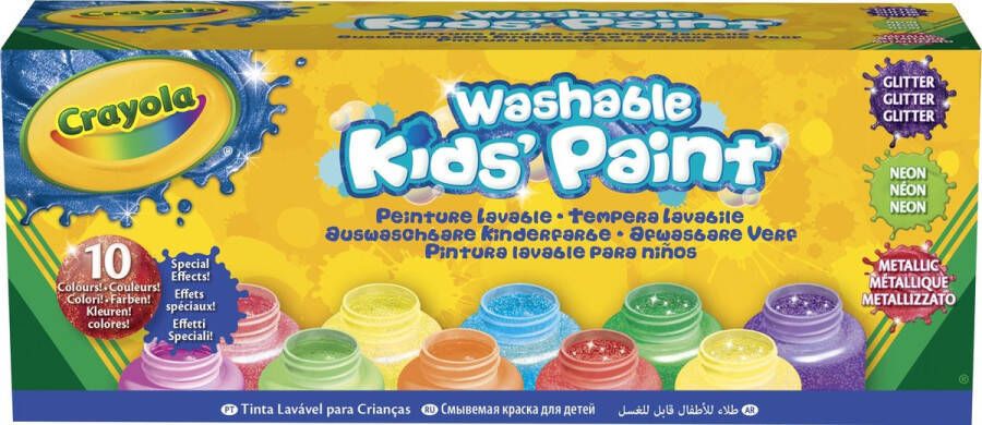 Crayola 10 Potjes Afwasbare verf voor kinderen Speciale effecten