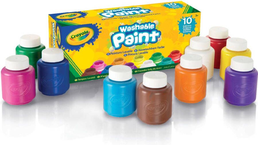 Crayola 10 Potjes met afwasbare verf Primaire kleuren 3+