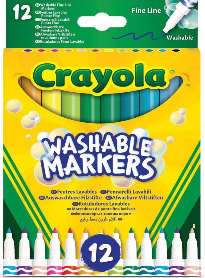 Crayola 12 Afwasbare Viltstiften met dunne punt Lange levensduurn