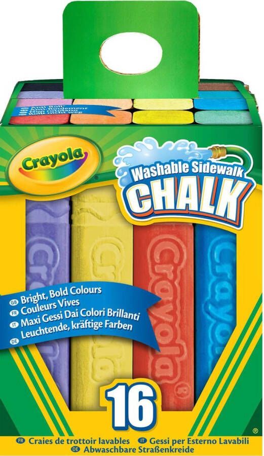 Crayola 16 Afwasbare Stoepkrijt Heldere kleuren Niet-rollen vorm