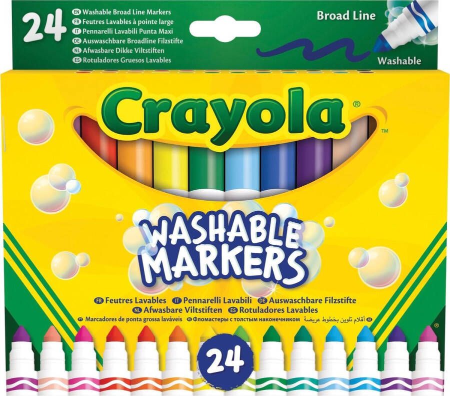 Crayola 24 Afwasbare Viltstiften met dunne punt Heldere kleuren