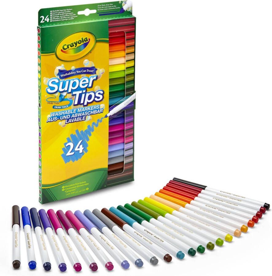Merkloos 24x Crayola viltstiften met superpunt voor kinderen Hobby viltstiften