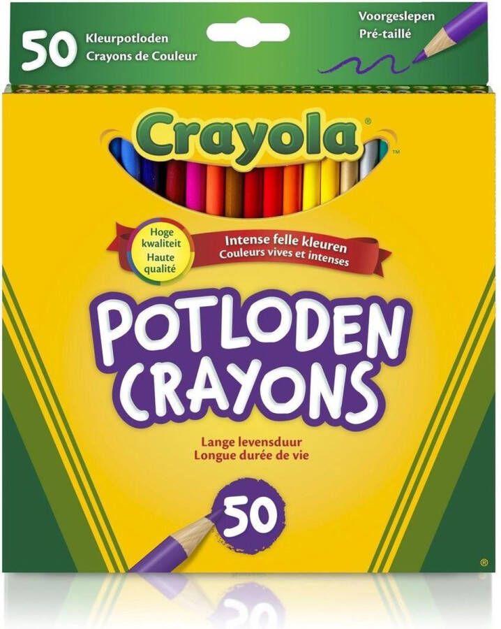 Crayola 50 Kleurpotloden Sterke potloodstiften Heldere kleuren