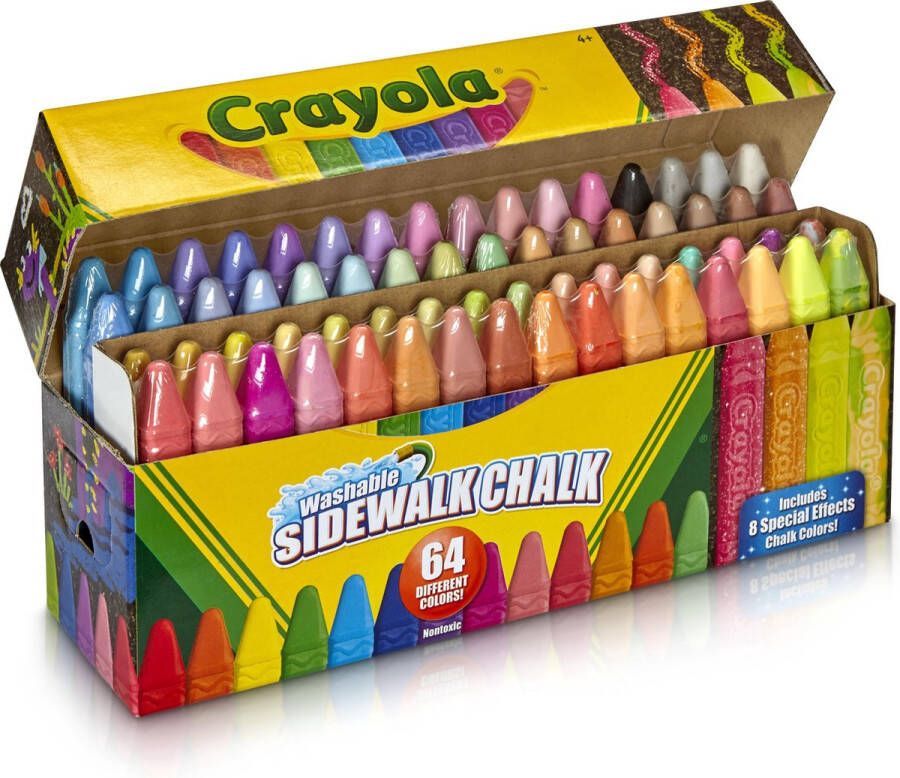 Crayola 64 Afwasbare Stoepkrijt Heldere kleuren Niet-rollen vorm
