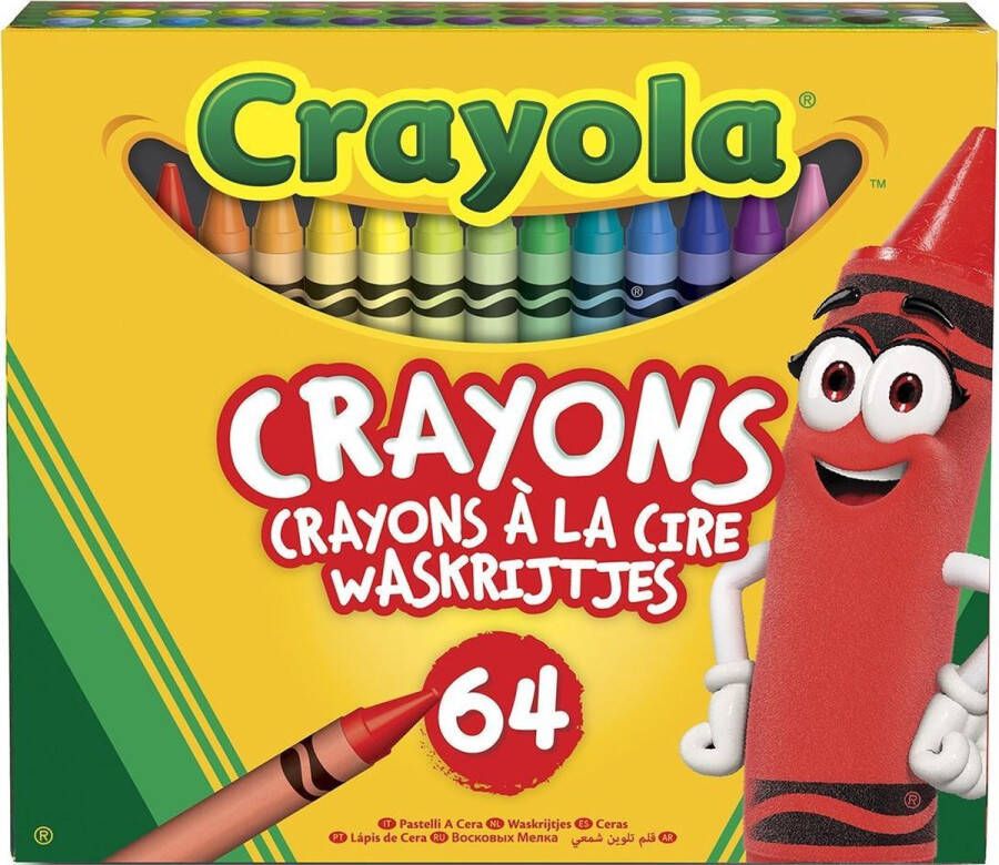 Crayola 64 waskrijtjes Inclusief Slijper voor School en Vrije Tijd
