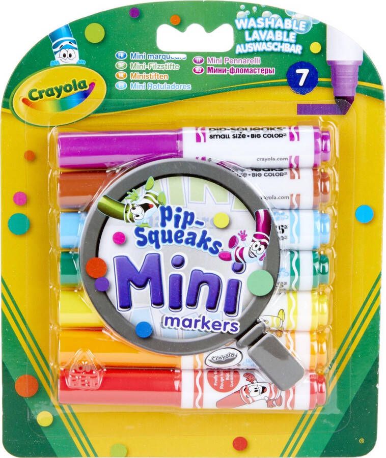 Crayola 7 Mini Afwasbare Viltstiften Pocketformaat Heldere kleuren