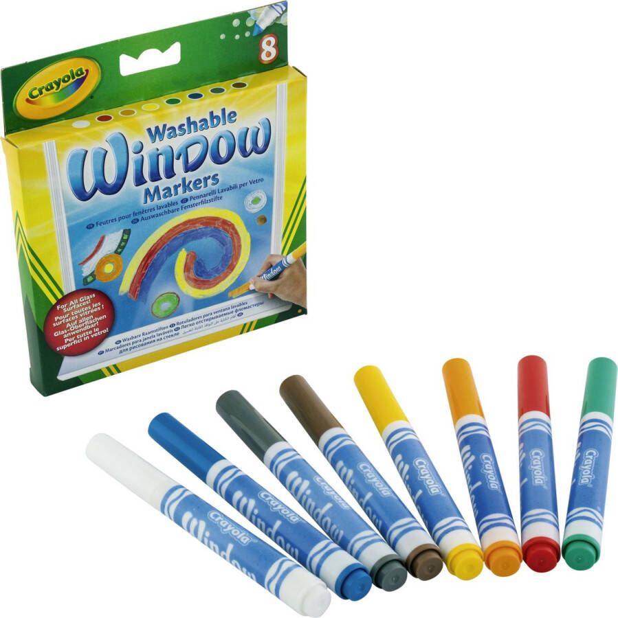 Crayola 8 Wasbare Raamstiften Tekenen op Gespiegelde Oppervlakken