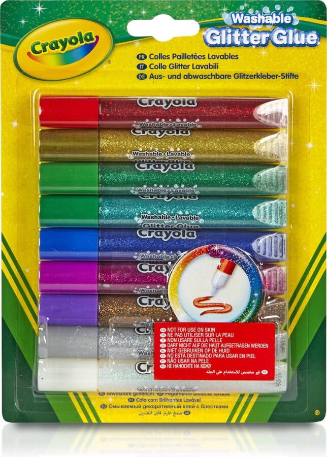 Crayola 9 Wasbare Glitterlijmtubes met doseerdop Gesorteerde kleuren