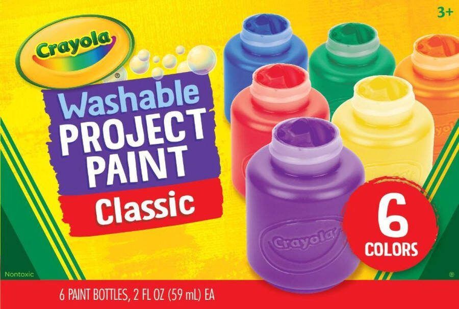 Crayola Hobbypakket Afwasbare Verf Voor Kinderen 6 Stuks -Primaire Kleuren