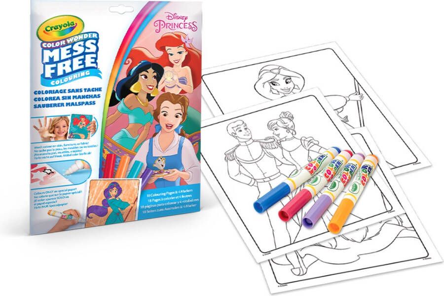 Crayola Color Wonder Disney Princess Kleurboek met 4 knoeivrije viltstiften