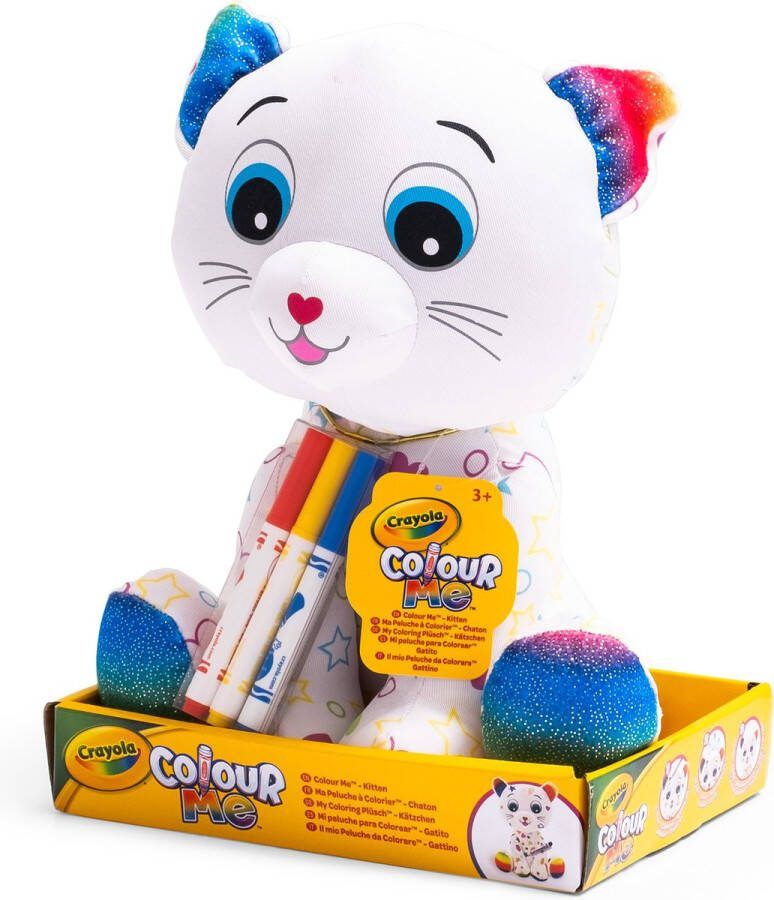 Crayola Colour Me Plush Hobbypakket Pluche Kitten om te Kleuren met 3 Afwasbare Viltstiften