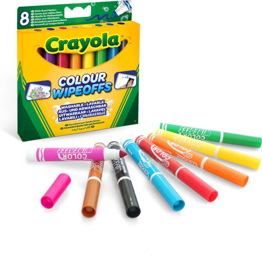 Crayola Colour Wipe Offs 8 afwasbare whiteboard stiften Diverse kleuren brede punt