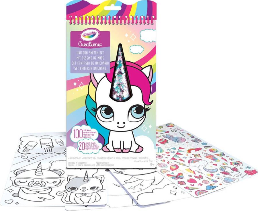 Crayola Creations Album Eenhoorn Fantasie met 20 Kleurplaten en 100 Stickers