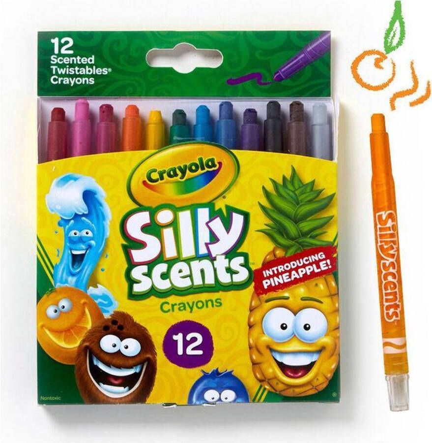 Crayola Silly Scents 12 Geurdraaiwaskrijtjes Voor School en Vrije Tijd