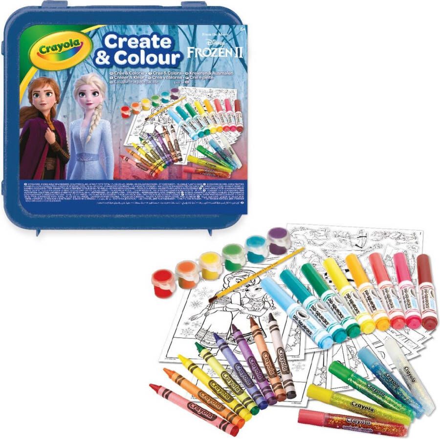 Crayola kleurkoffer Frozen II junior 27 cm blauw 6-delig