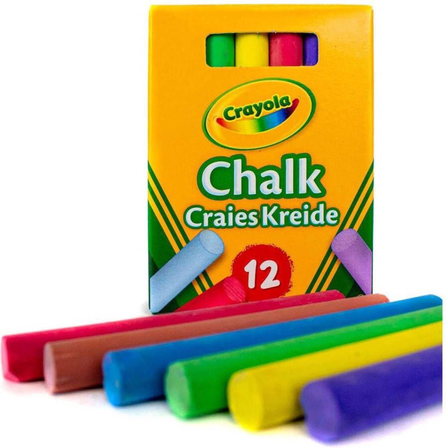 Crayola Krijt- 12 Stuks Bordkrijt 6 Primaire Kleuren Anti-Stof Formule