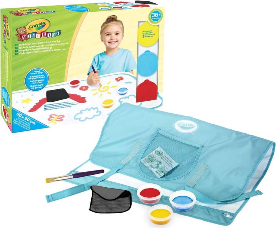 Crayola Mini Kids Morsbestendige Verfmat Set Maxi Herbruikbaar Oppervlak om te Schilderen met Wasbare Verf Leeftijden 36 Maanden