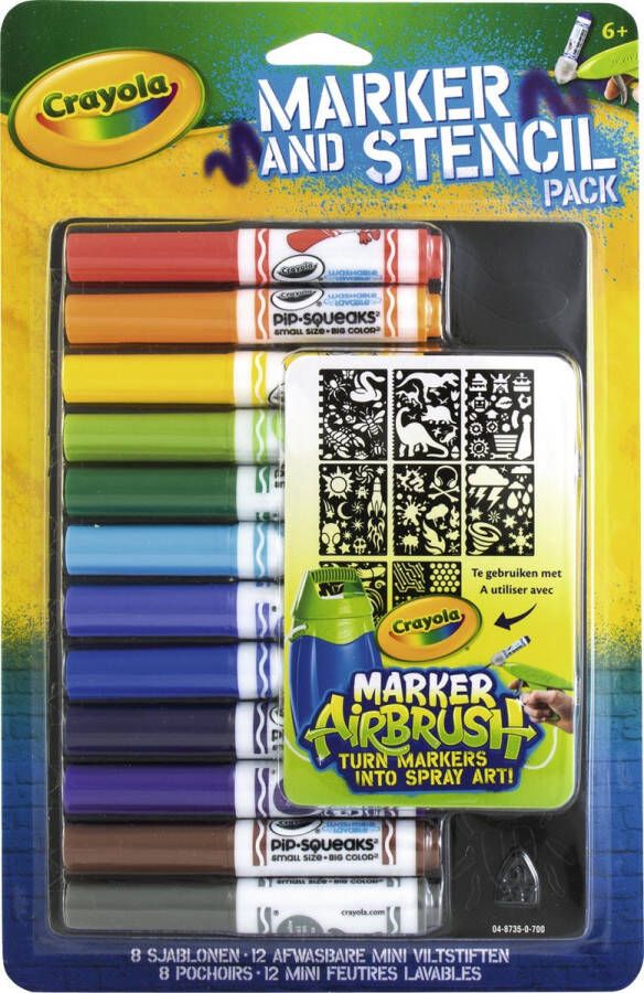 Crayola Mini viltstiften&sjablonenset blauw