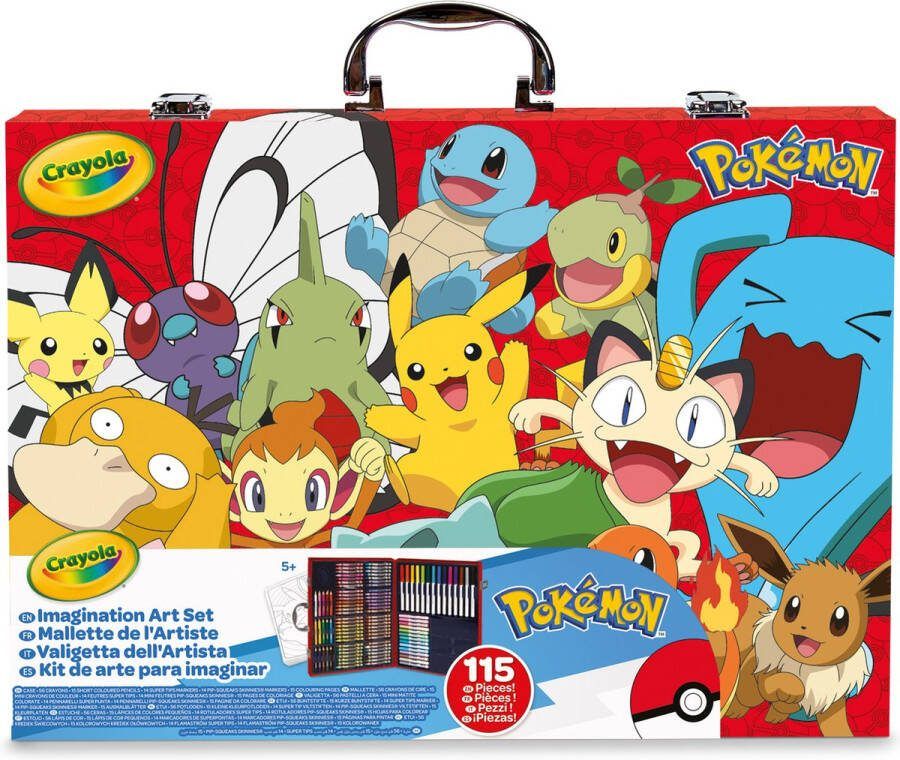 Crayola Pokémon-kunstenaarskoffer Creatieve Set met 115 Delen vanaf 5 jaar