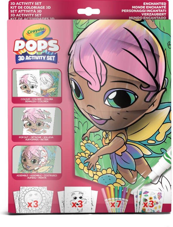 Crayola POPS 3D-Activiteiten Set om 3D-tekeningen te Kleuren en te Maken Creatieve Activiteit en Cadeau voor Kinderen Betoverde Personages vanaf 6 jaar