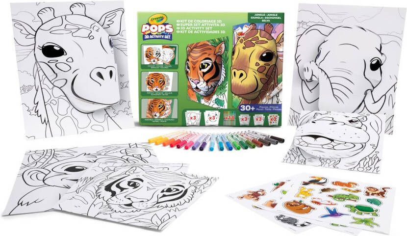 Crayola POPS Hobbypakket 3D-Activiteiten Super Set Voor Kinderen Jungle Thema 6 Onderwerpen