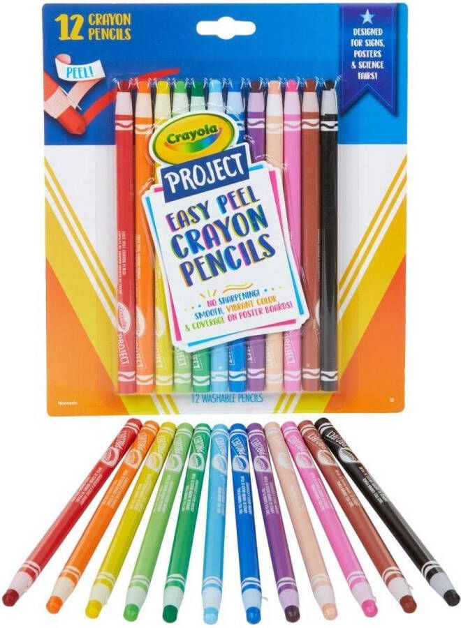 Crayola Project lijn Easy Peel potloden voor kinderen 12 stuks