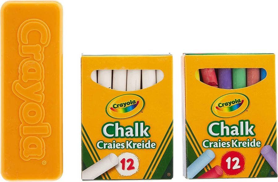 Crayola Krijt Set 24 Witte En Gekleurde Krijtjes Voor Schoolbord Met Wisser