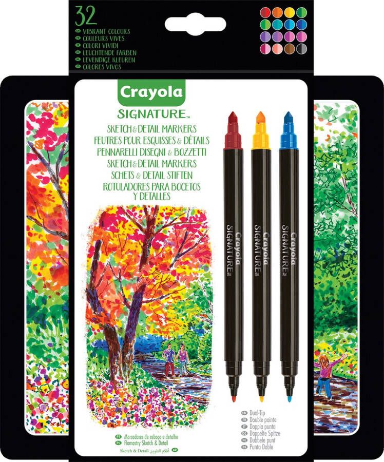 Crayola Signature Set 16 Viltstiften Dubbele Punt (SuperTips en Fijne Punt)
