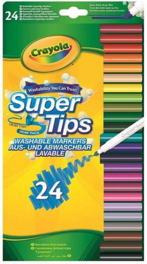 Crayola Supertips 24 Wasbare Viltstiften Dunne en dikke lijnen Diverse Kleuren