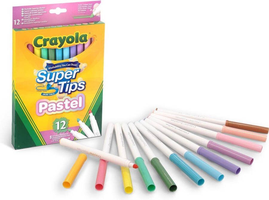 Crayola Supertips Viltstiften 12 Pastel Viltstiften Met Superpunt Voor Kinderen