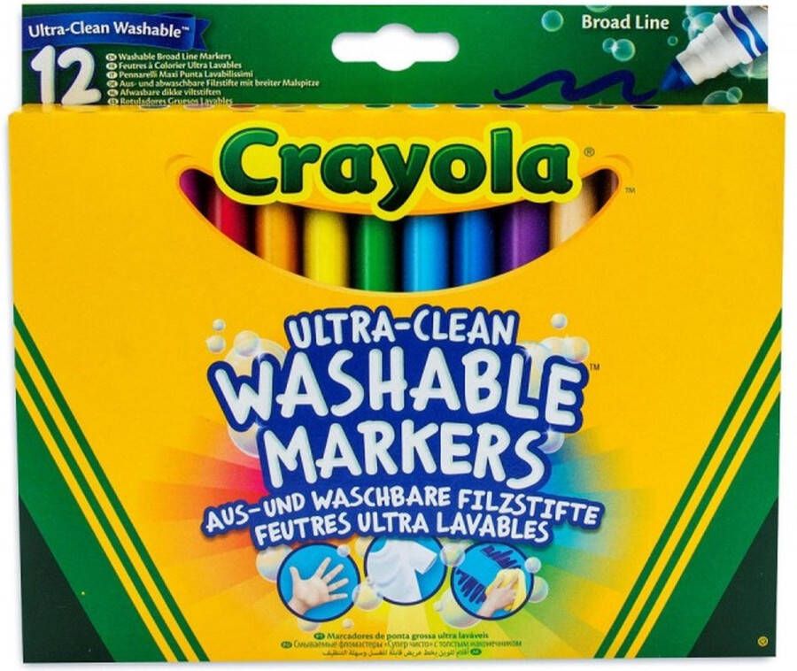 Crayola Ultra-Clean Washable 12 Afwasbare viltstiften Brede lijn