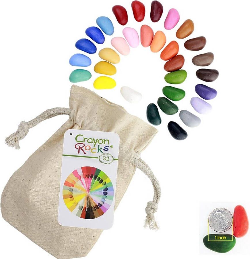 Crayon Rocks 32 kleuren waskrijtjes in een katoenen zakje