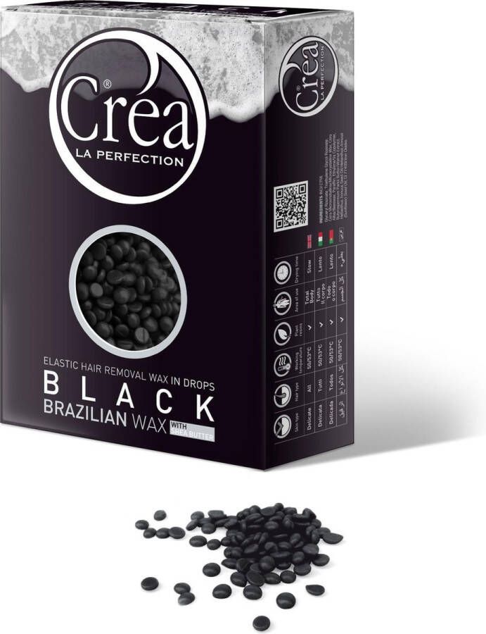 Crea Black Elastic Brazilian Wax met Shea Butter| Wax ontharen Ontharingswax |2 x 500 gram Wax parels| Wax beans Harskorrels Elastische hars Ontharingshars Harsen zonder strips Film wax waxen Hars parels