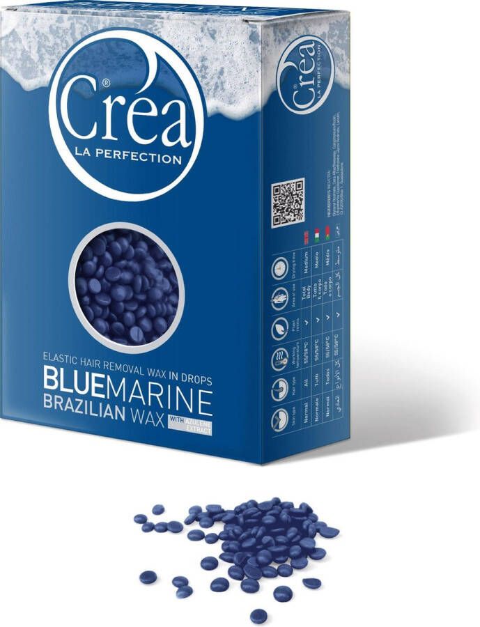 Crea Elastic Brazilian Wax Blue Marine Wax ontharen Ontharingswax 2 x 500 gram Wax parels| 2 x 500 gram Wax beans Harskorrels Elastische hars Ontharingshars Harsen zonder strips Film wax waxen Hars parels