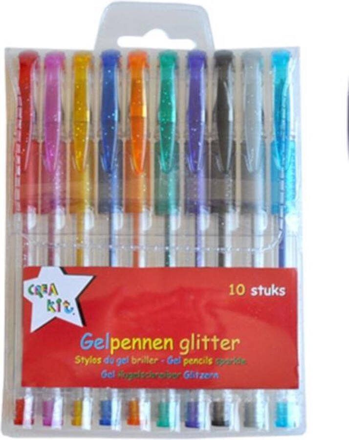 Shoppartners Crea-kit gelpennen glitter junior 12 cm 10 stuks