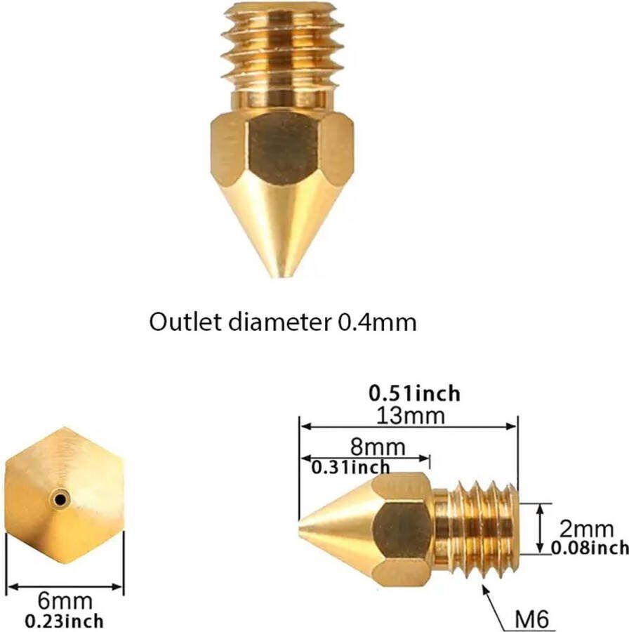 Creality 3D Printer Nozzle 0.4mm 5 stuks Hotend Extruder Nozzles voor Ender-3 Serie Ender 5 Serie CR-6 SE 3D Printer