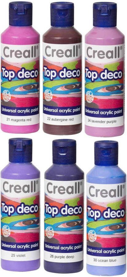 Creall Acryl Verf 6 Kleuren Assortiment 6 x 80ml Acrylverf voor kunstschilders snel droog en niet duur Wisselende kleuren