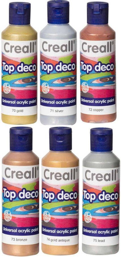 Creall Acryl Verf 6 Metaal Kleuren Assortiment 6 x 80ml Acrylverf voor kunstschilders snel droog en niet duur