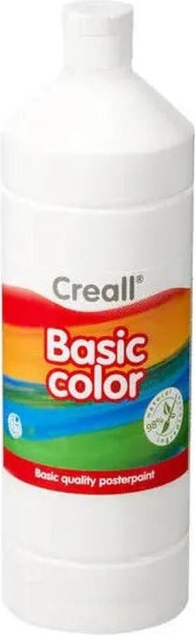 Creall Plakkaatverf basic wit 1000ml Fles a 1000 milliliter 6 stuks