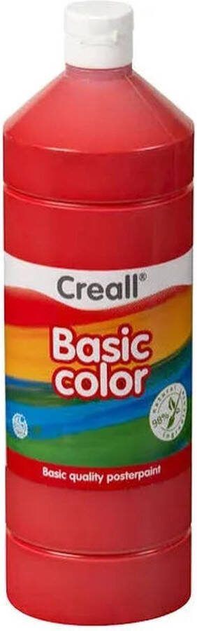 Creall Plakkaatverf basic rood 1000ml Fles a 1000 milliliter 6 stuks