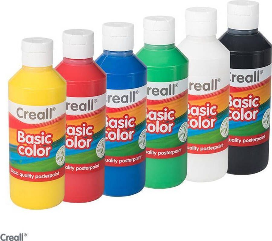 Creall Plakkaatverf Basic waterbasis 6 kleuren 250 ml