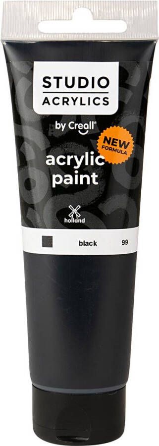 Creall Acrylverf Zwart Black (#99) Dekkend Studio 120ml 1 fles