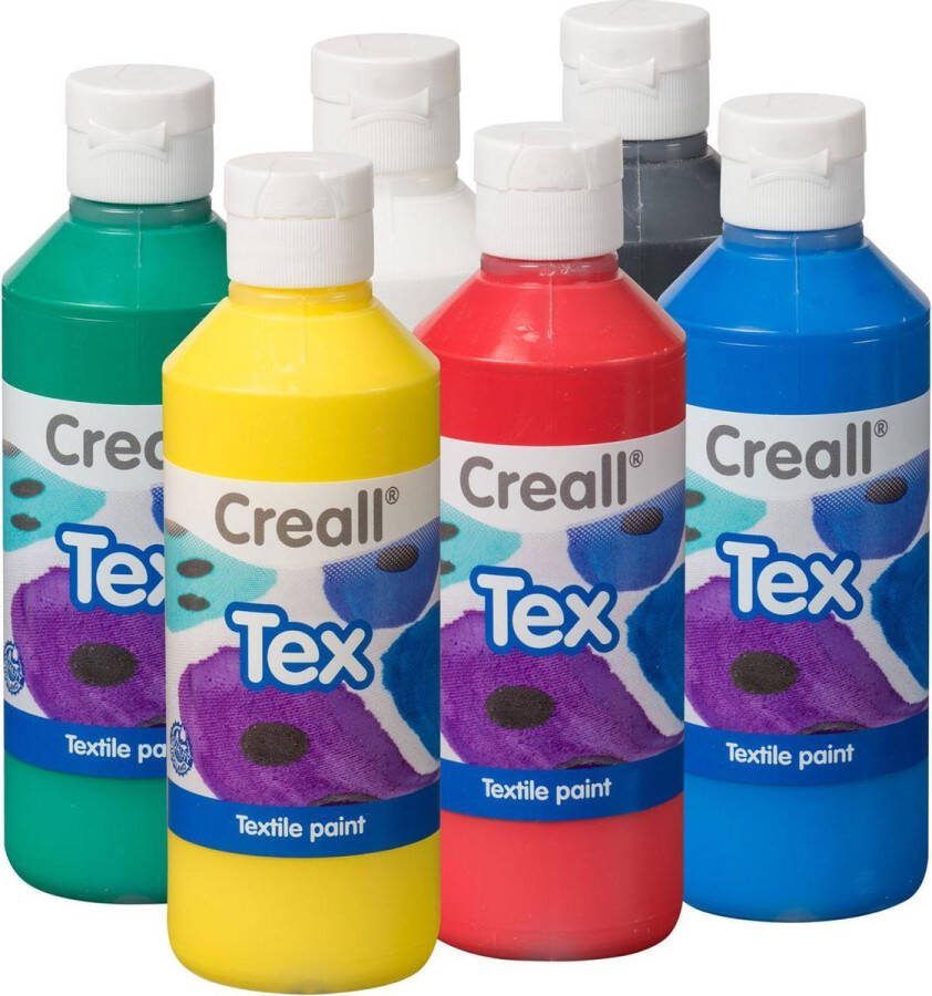 Creall Textielverf tex 6 stuks 6 kleuren 250ml Set a 6 fles