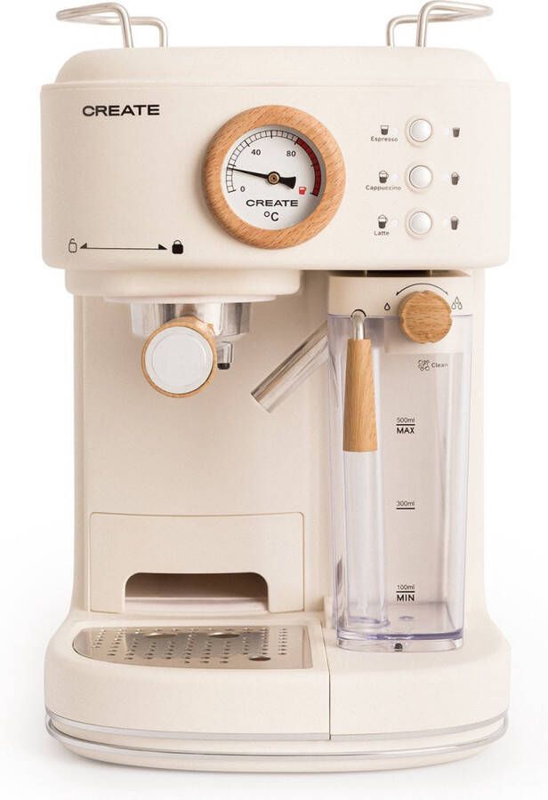 Create Espressomachine 20bar halfautomatische Met melkreservoir Gebroken wit THERA MATT PRO