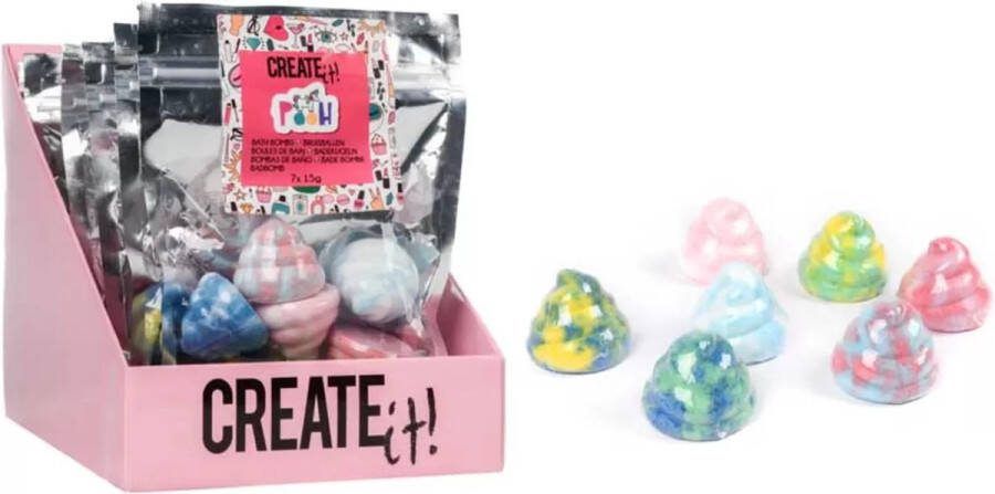 Create it! Bruisbal mini unicorn pooh 7 pack Badbruisballen Kinder bad plezier Bruisbal Verschillende kleuren