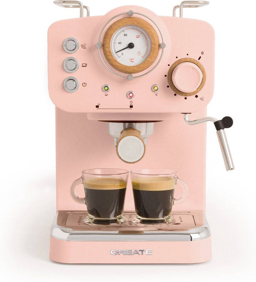 Create Koffiemachine Express Pastel roze 1100 W Voor gemalen koffie- en ESE-pads Tankcapaciteit 1.25L. 220 ~ 240V AC THERA MATT RETRO
