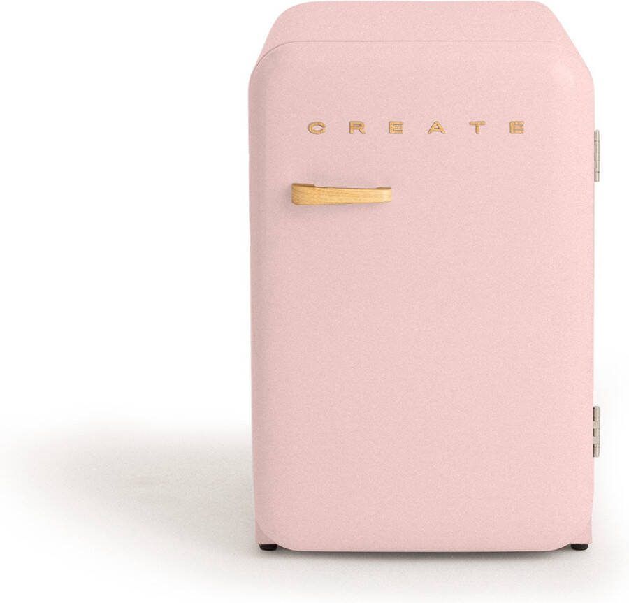 Create RETRO FRIDGE 107L WOOD Koelkast 5 Planken Pastel roze