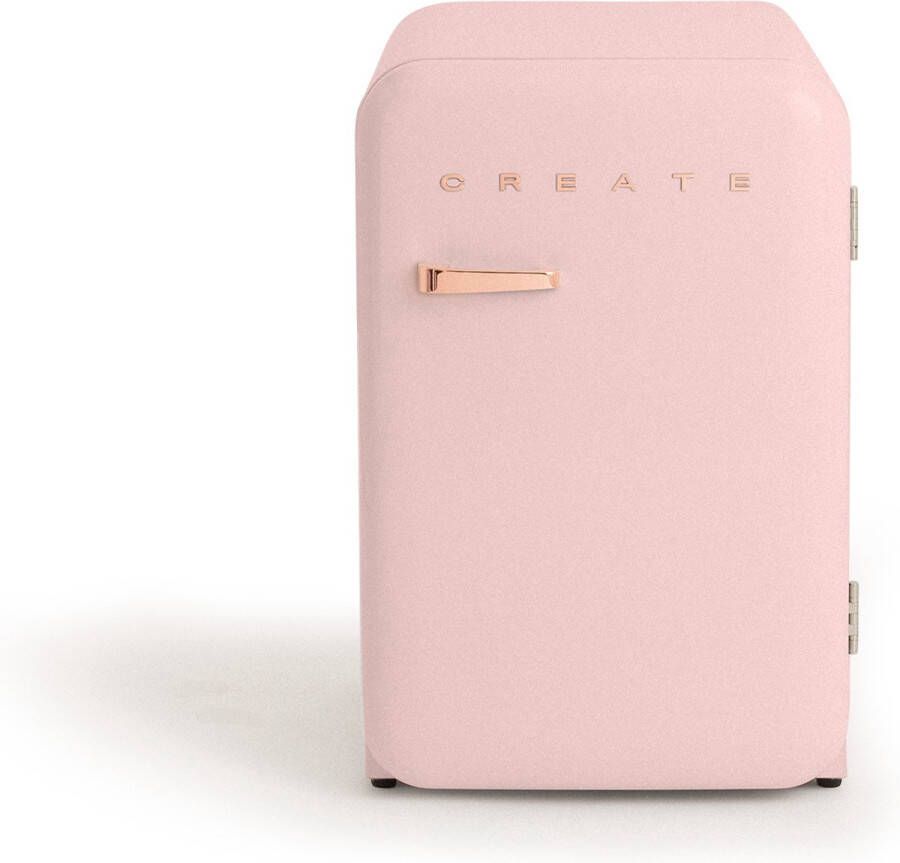 Create RETRO FRIDGE 107L ZWART Koelkast 5 Planken Pastel roze